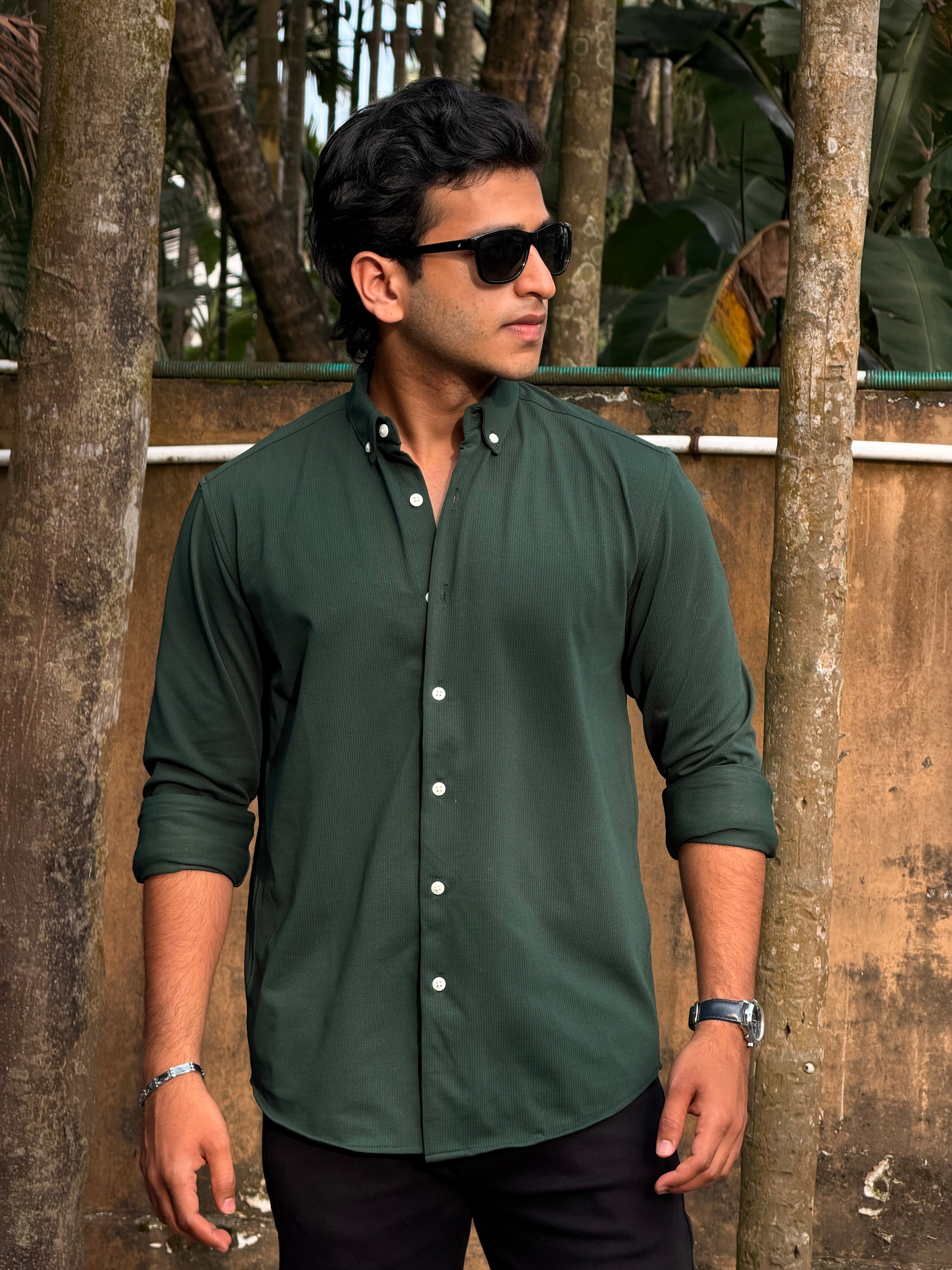 Waffle Wrinle Free Shirt MSC074