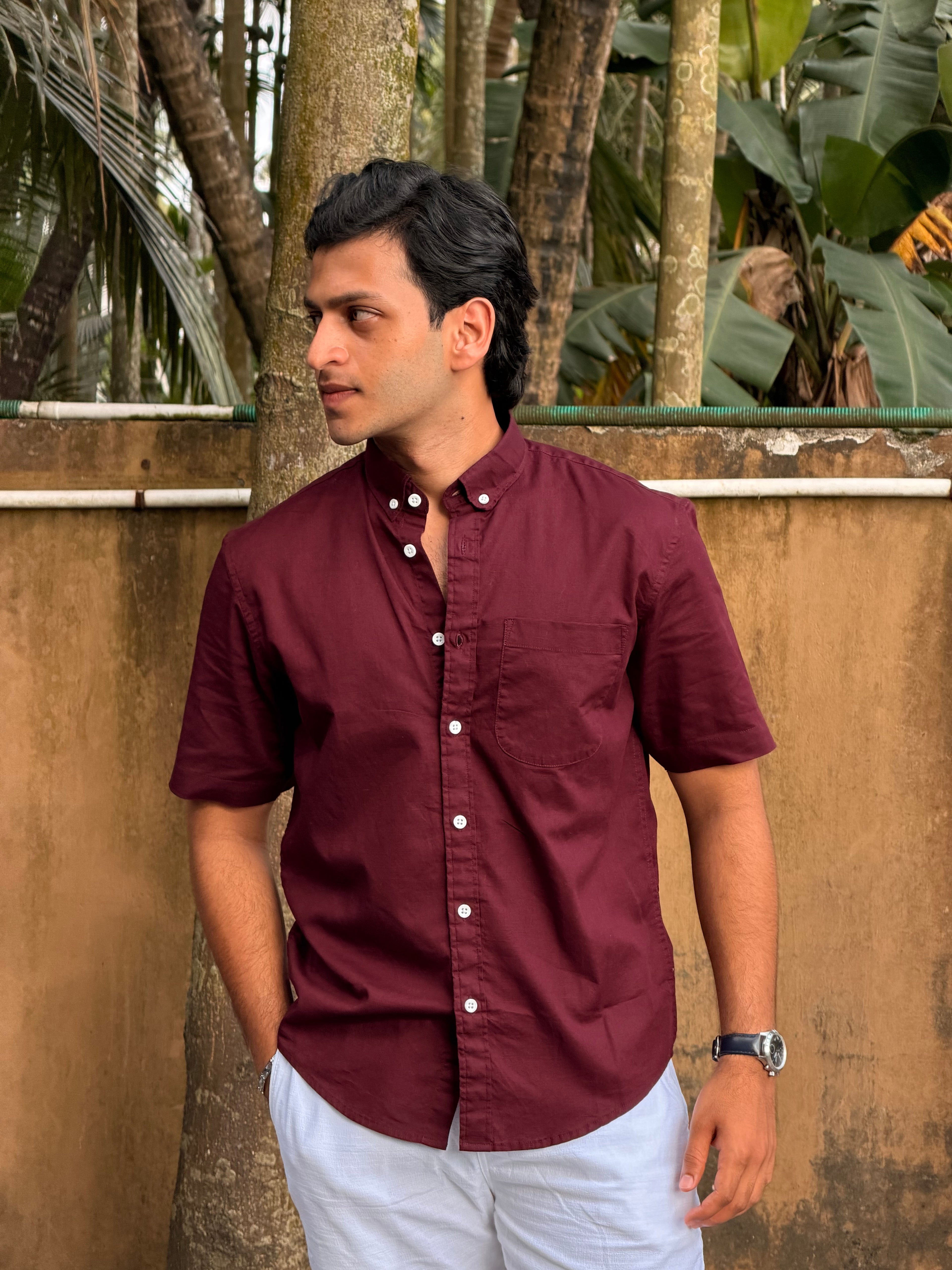 LINEN SHIRT HALF SLEEVE MSC0845