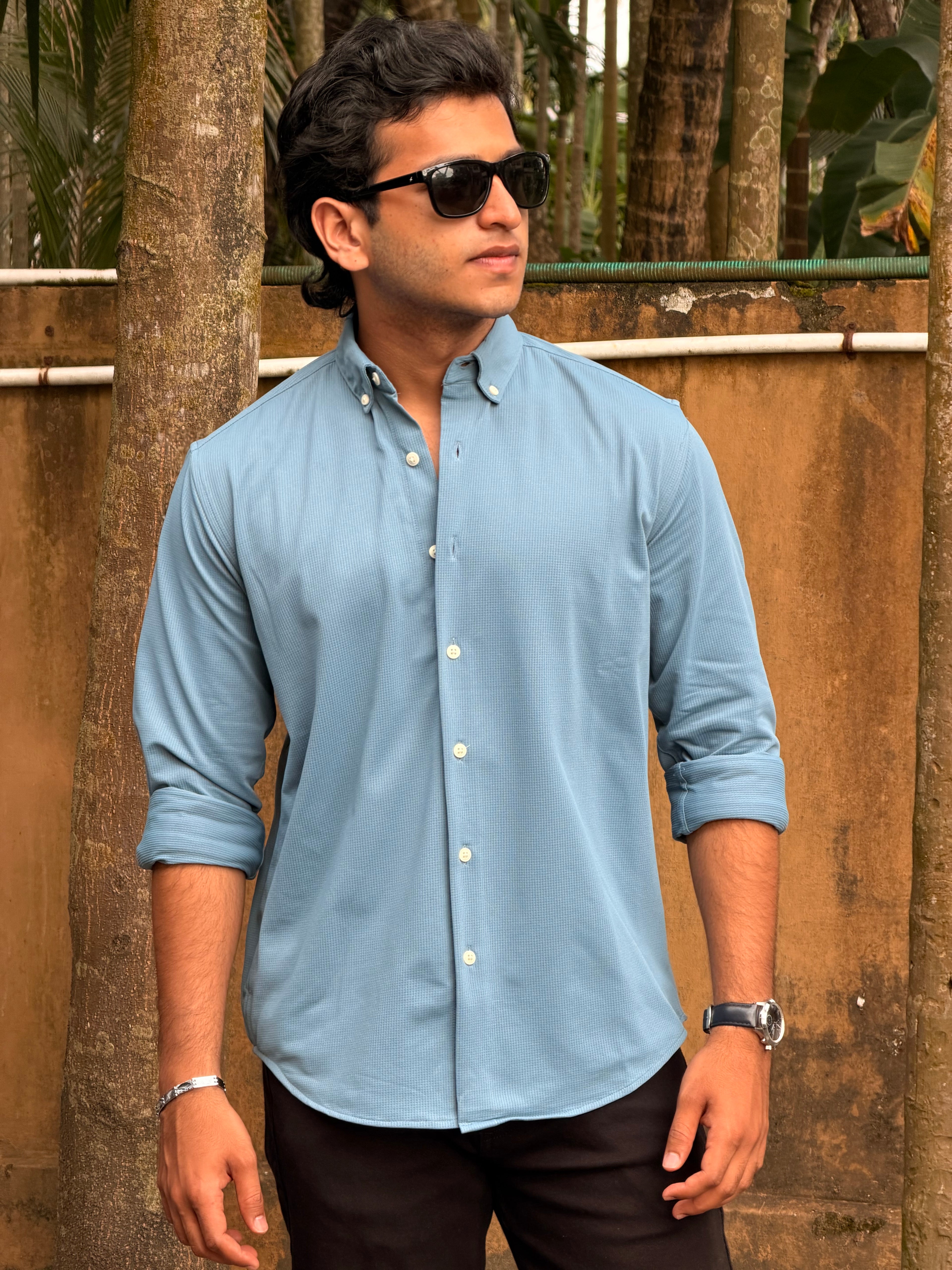 Waffle Wrinle Free Shirt MSC074