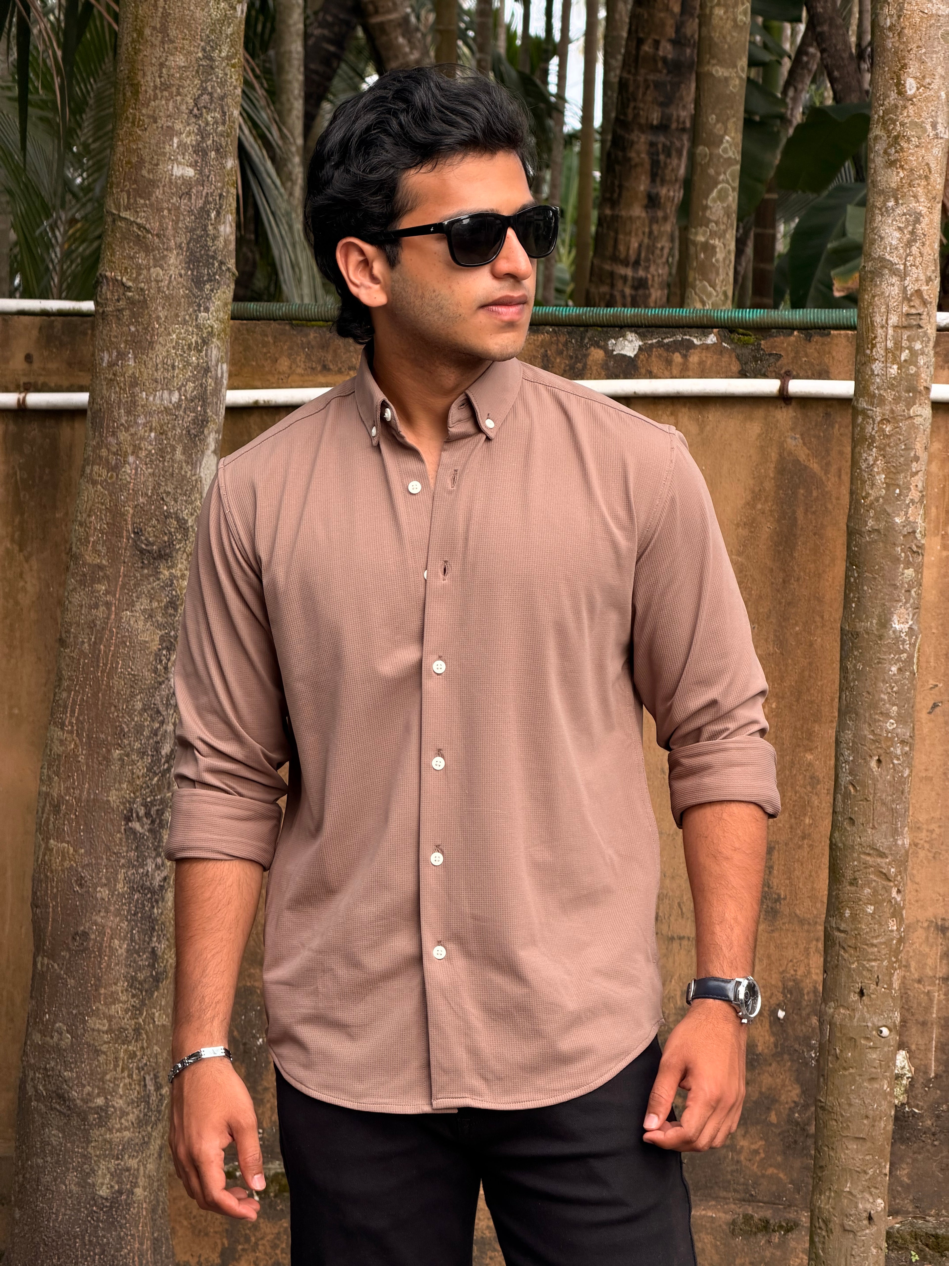 Waffle Wrinle Free Shirt MSC074