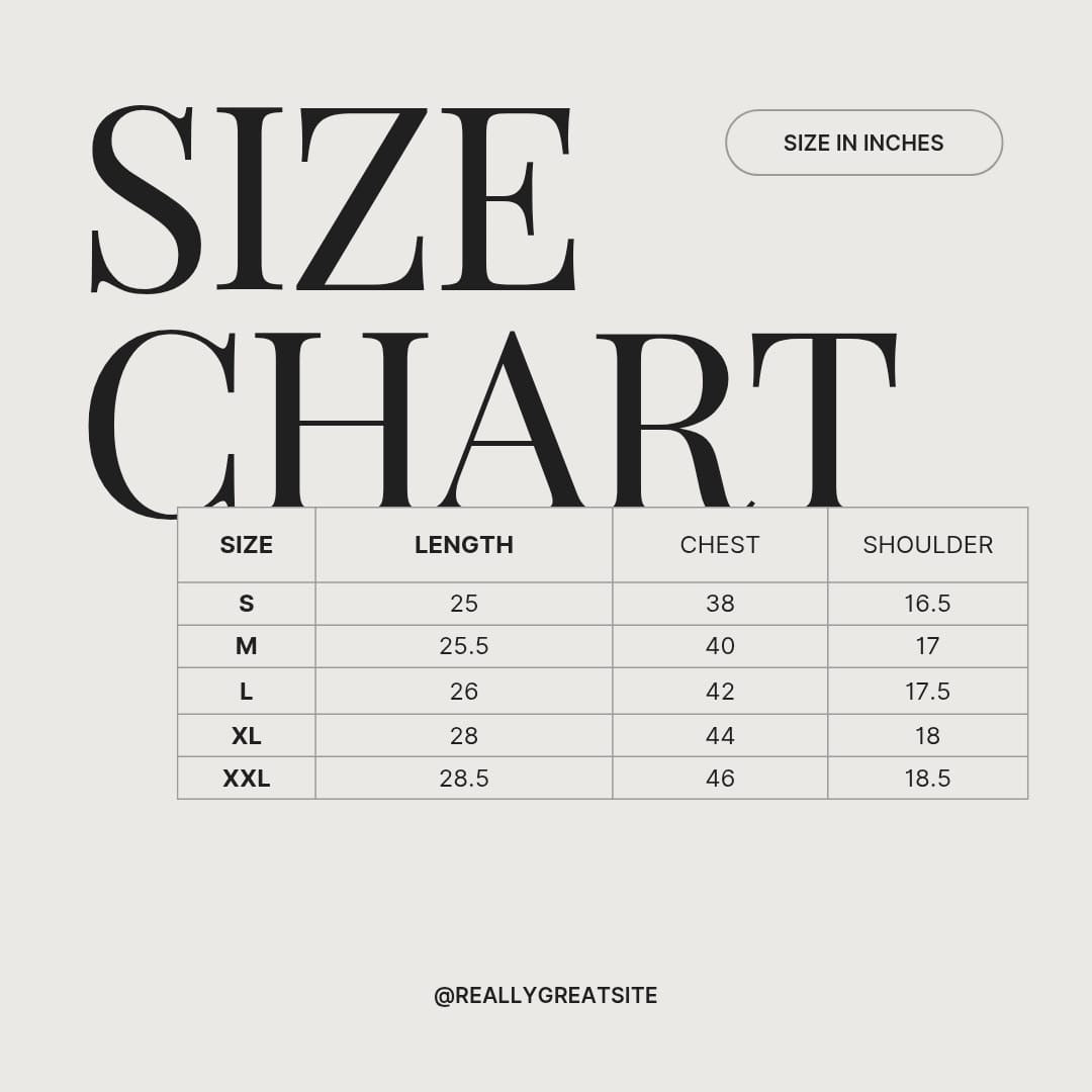 Corduroy Shirt MSC0881 size chart