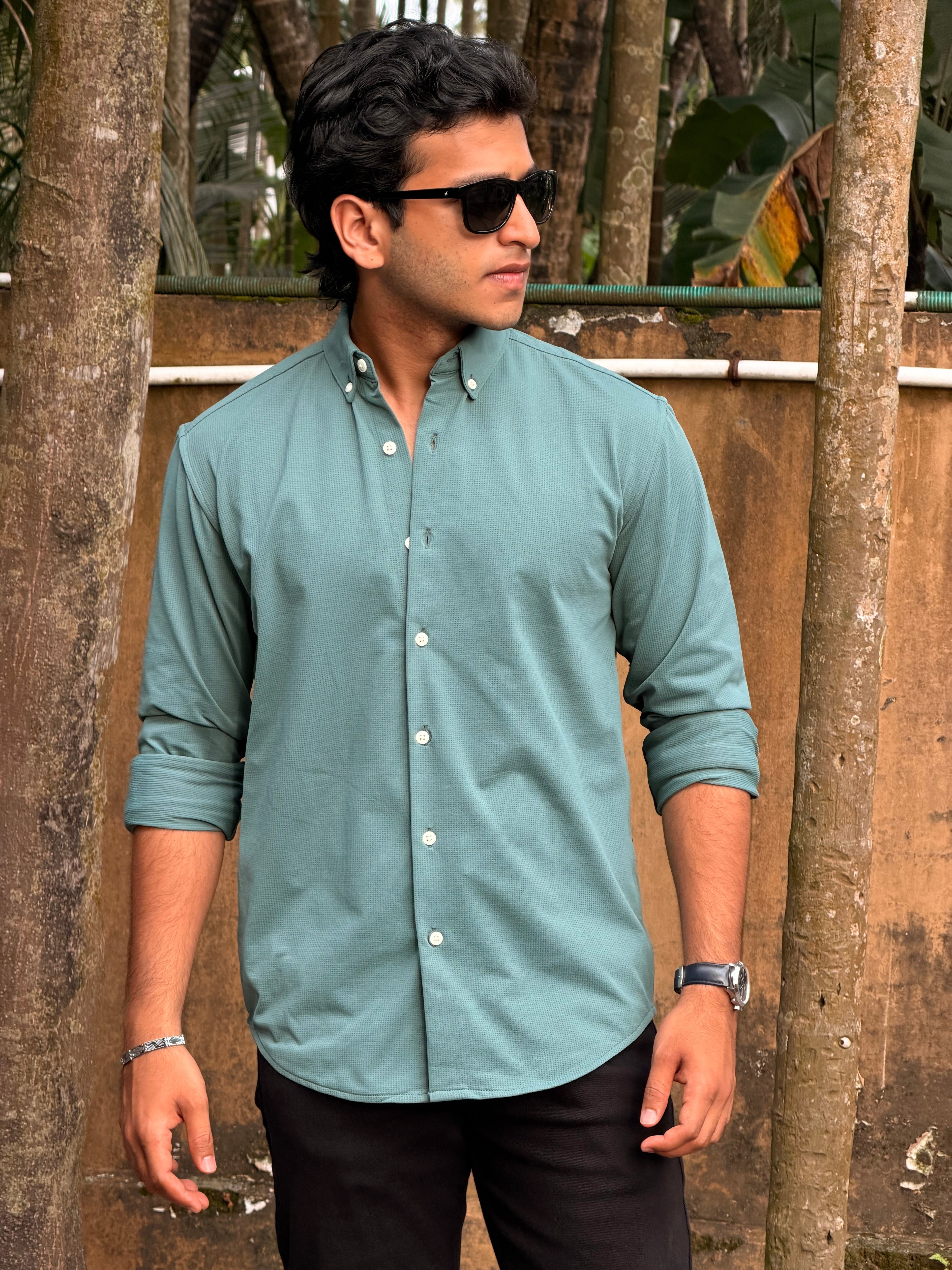 Waffle Wrinle Free Shirt MSC074