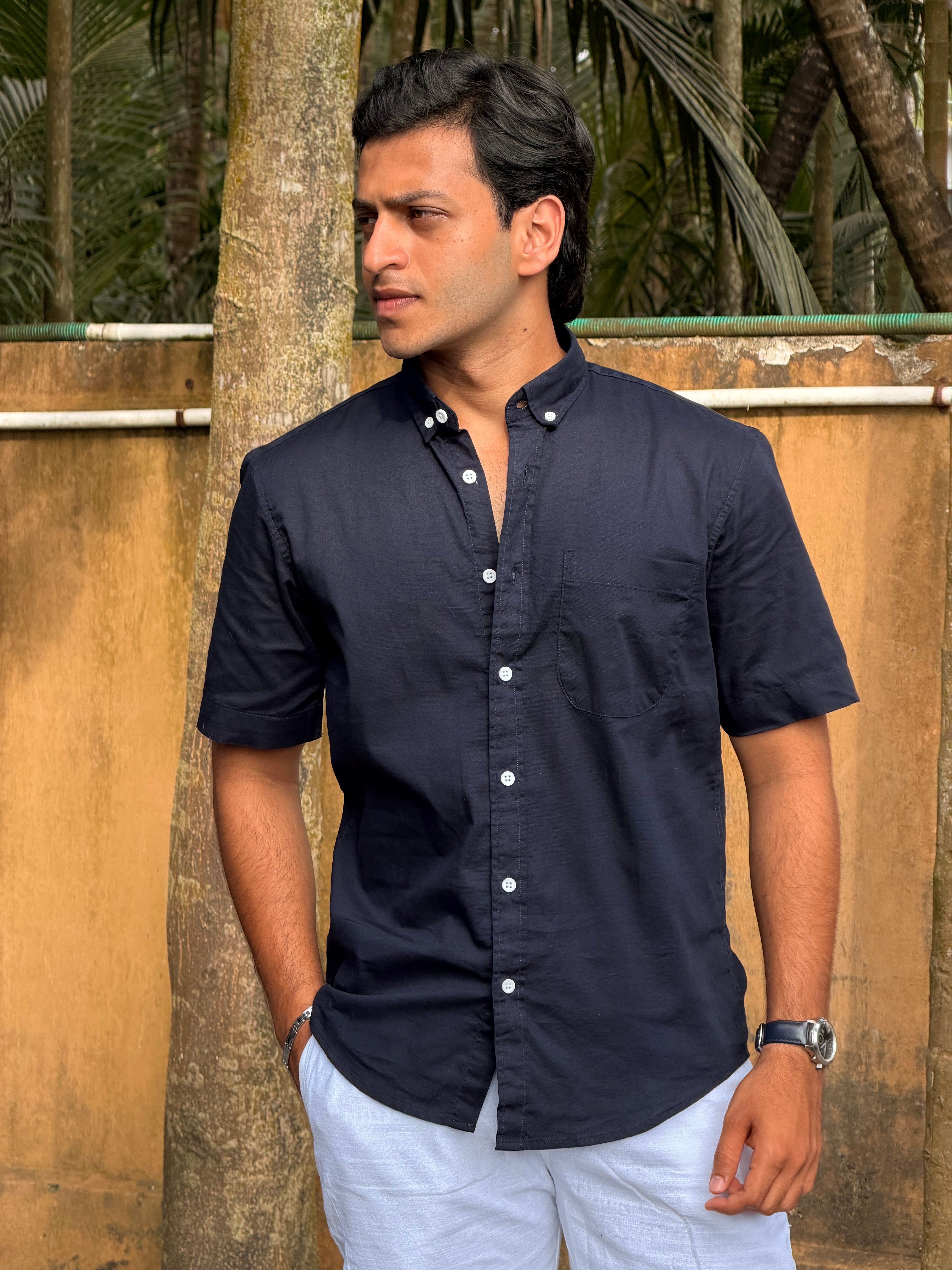 LINEN SHIRT HALF SLEEVE MSC0845