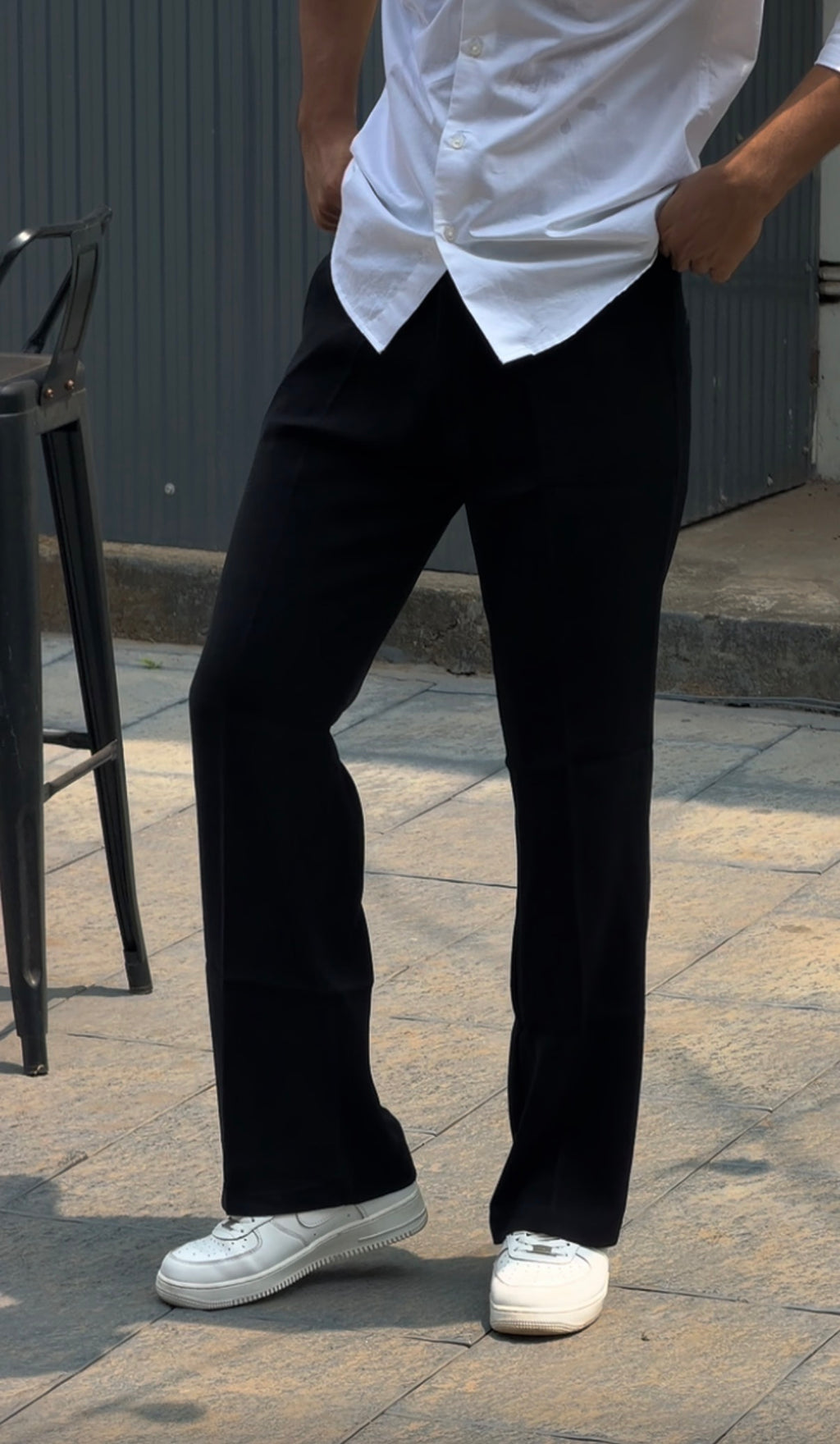 SEMI BOOTCUT BLACK PANTS TR0192