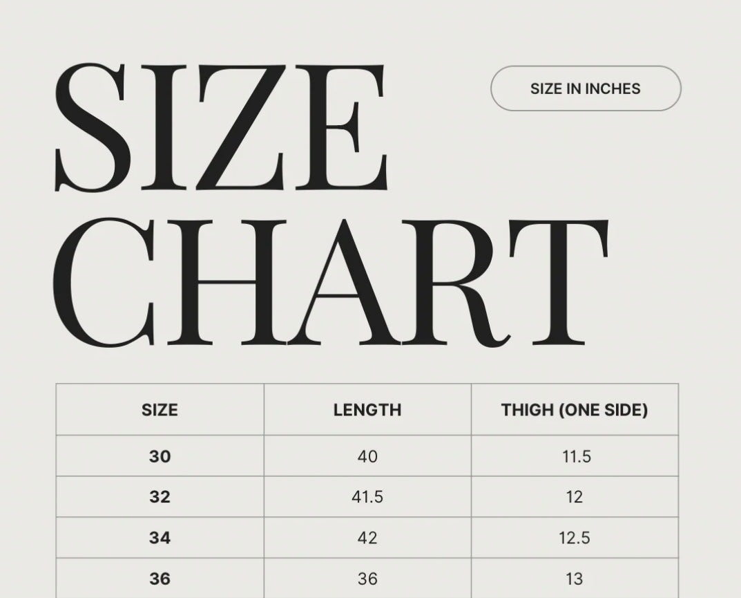 Denim Pant MDP0152 size chart