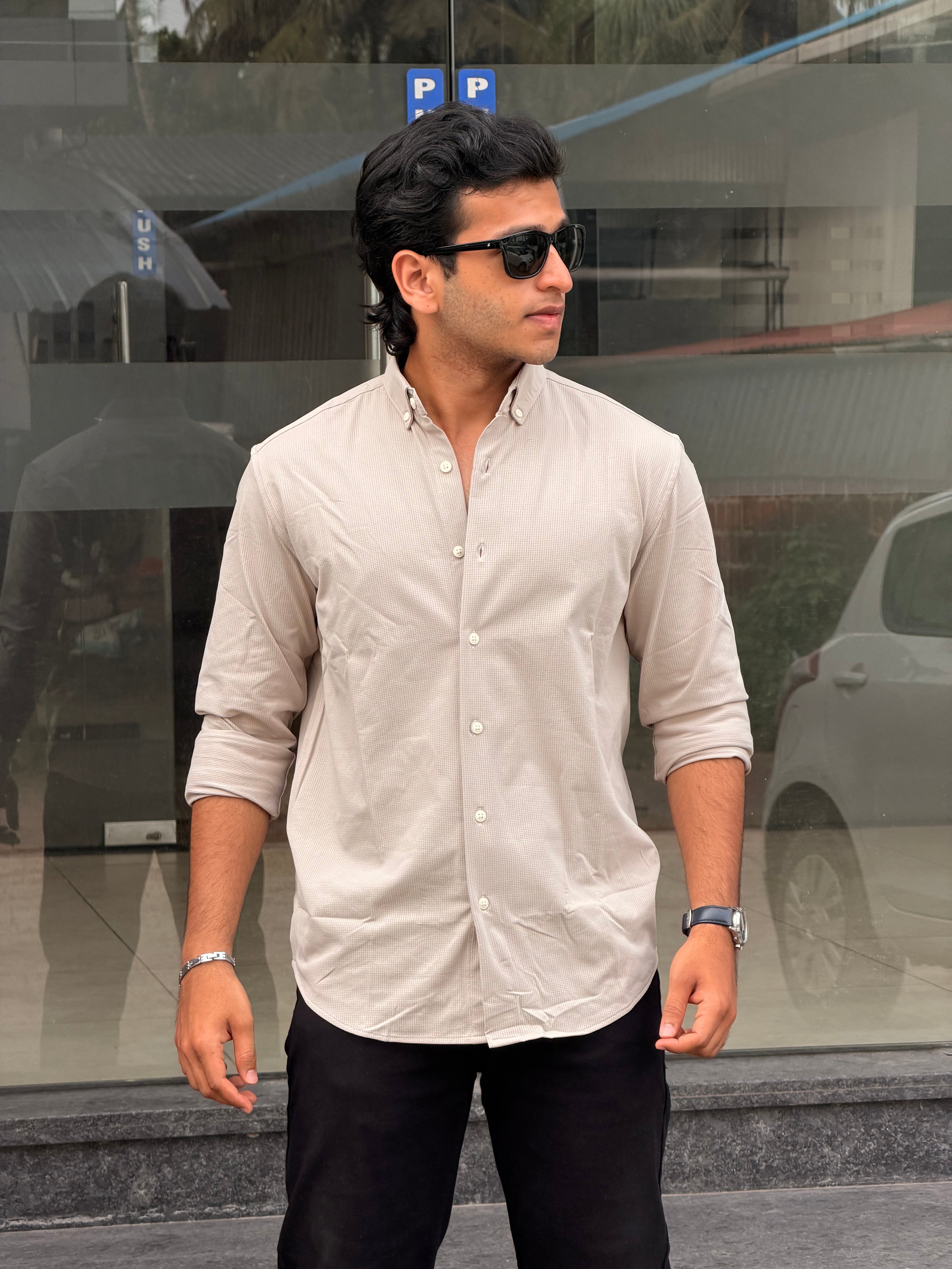 Waffle Wrinle Free Shirt MSC074