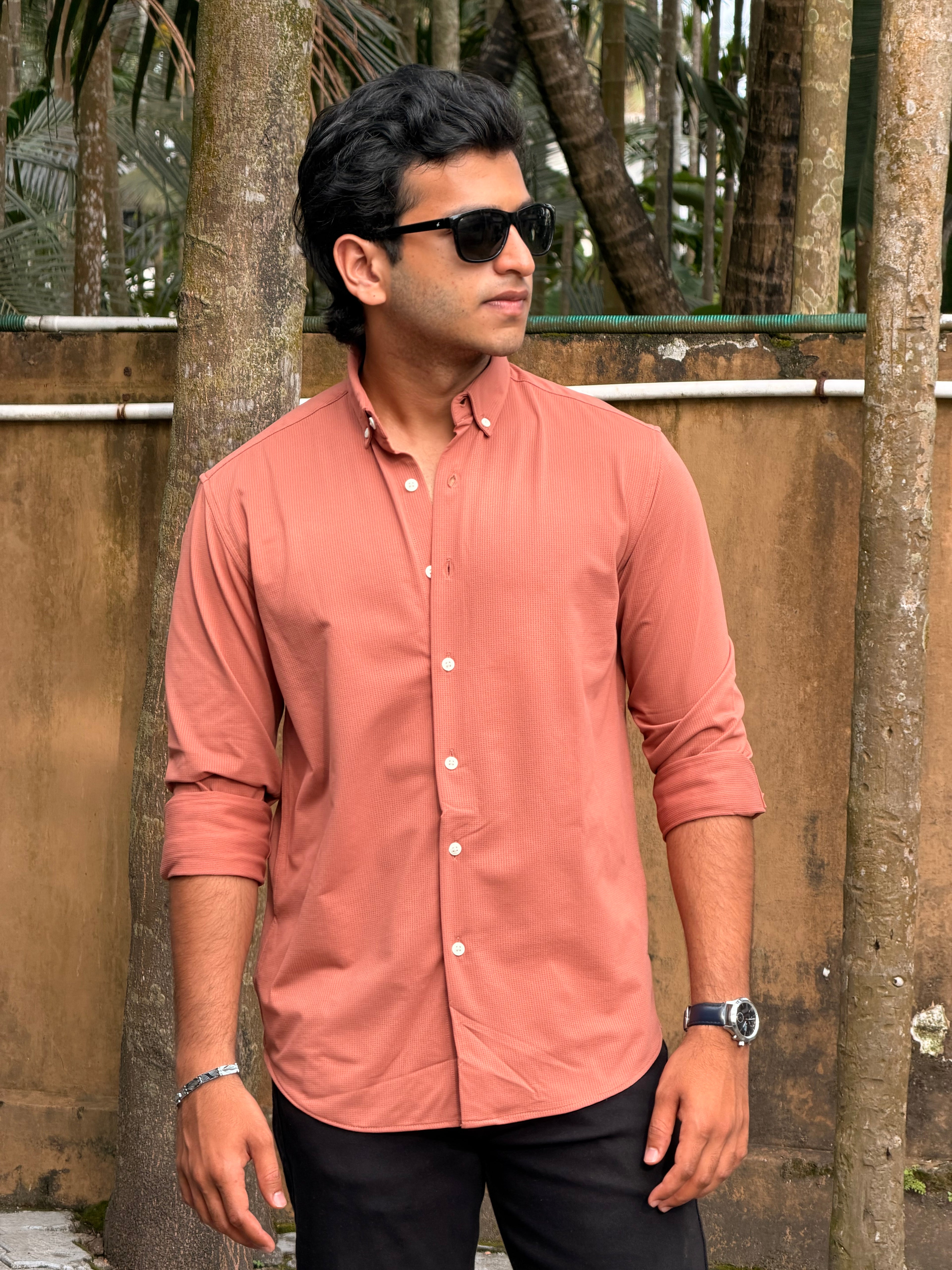 Waffle Wrinle Free Shirt MSC074