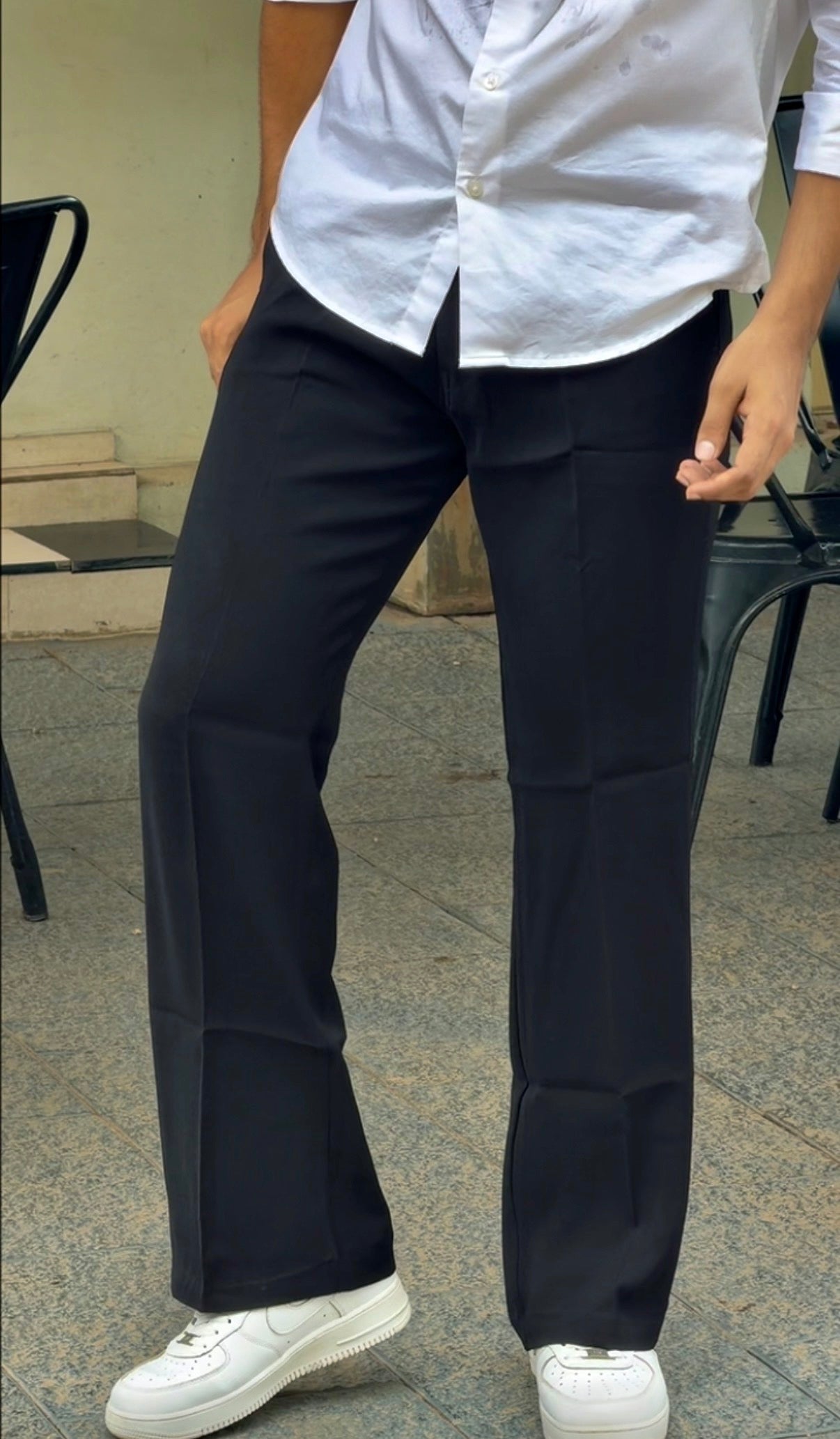 SEMI BOOTCUT BLACK PANTS TR0192