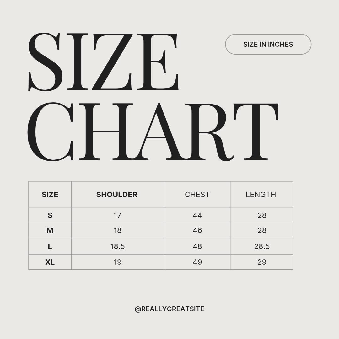 Cordury Shirt MSC0877 size chart