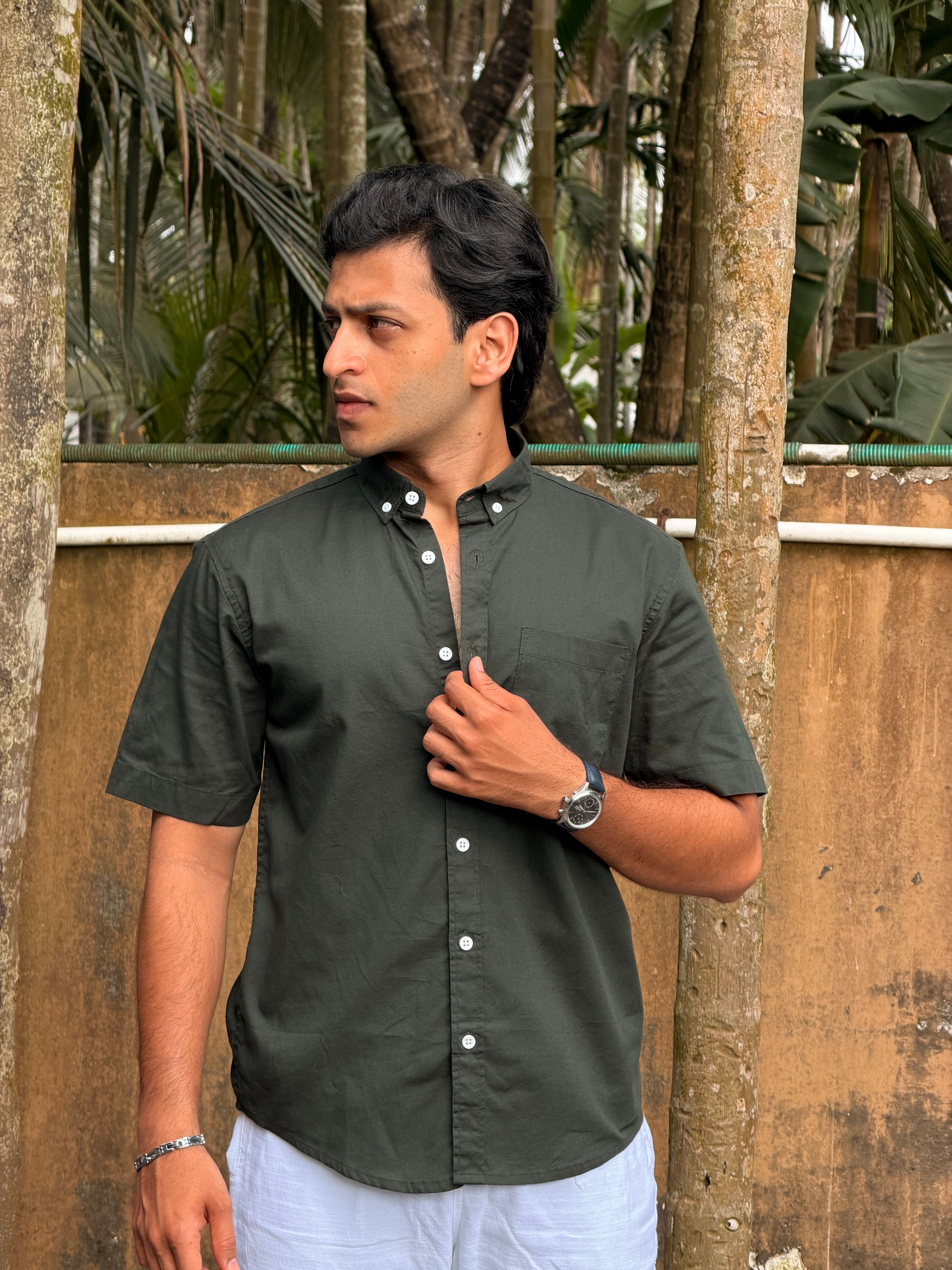 LINEN SHIRT HALF SLEEVE MSC0845