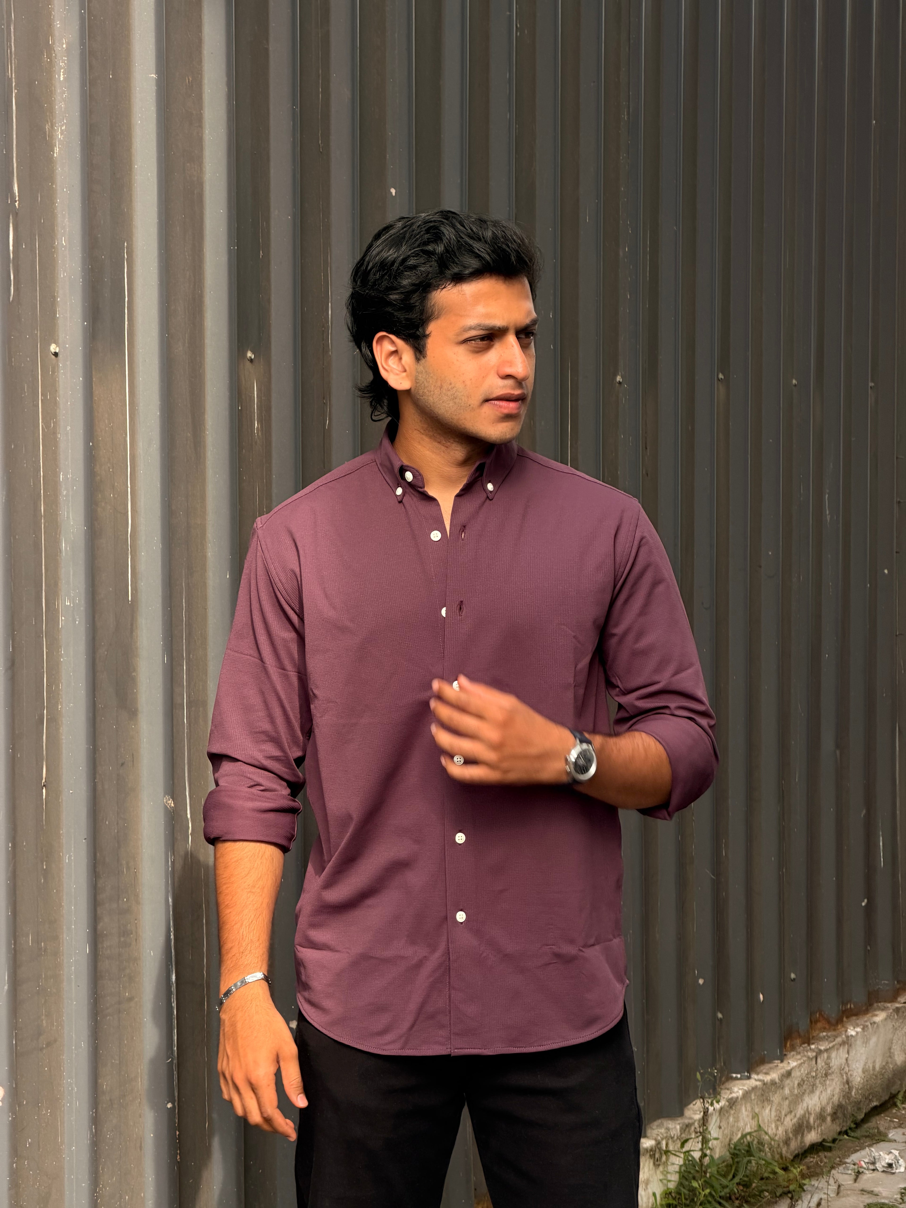 Waffle Wrinle Free Shirt MSC074