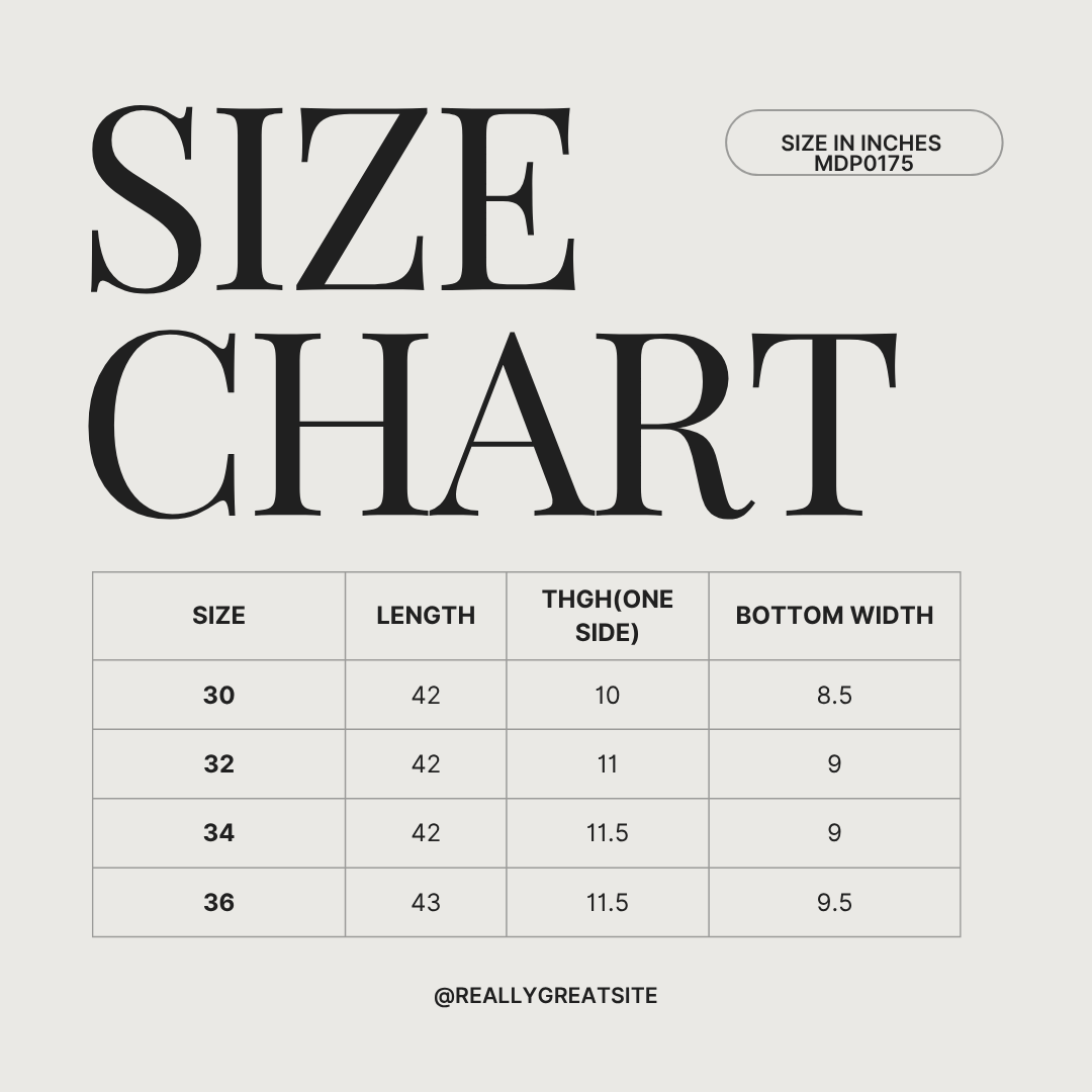 NO FADE BLACK LYCRA DENIM PANTS MDP0175 size chart