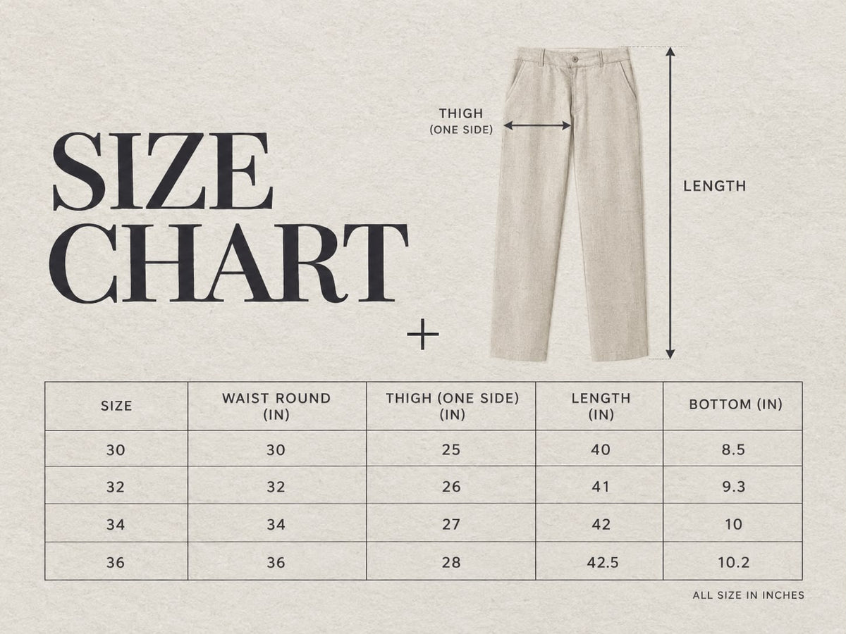 COMFI KOREAN PANTS (With Elastic ) size chart