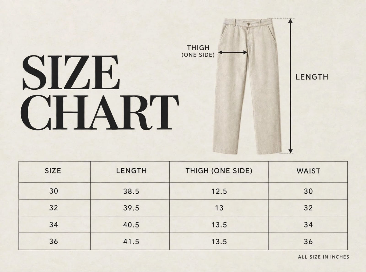 LINEN PANTS MPJ0089 size chart