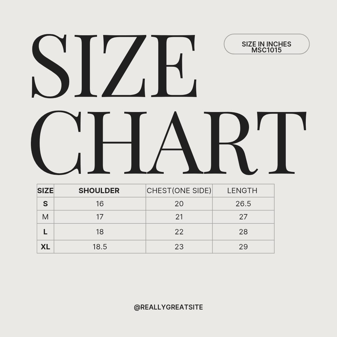 WRINKLE FREE SHIRTS MSC1015 size chart