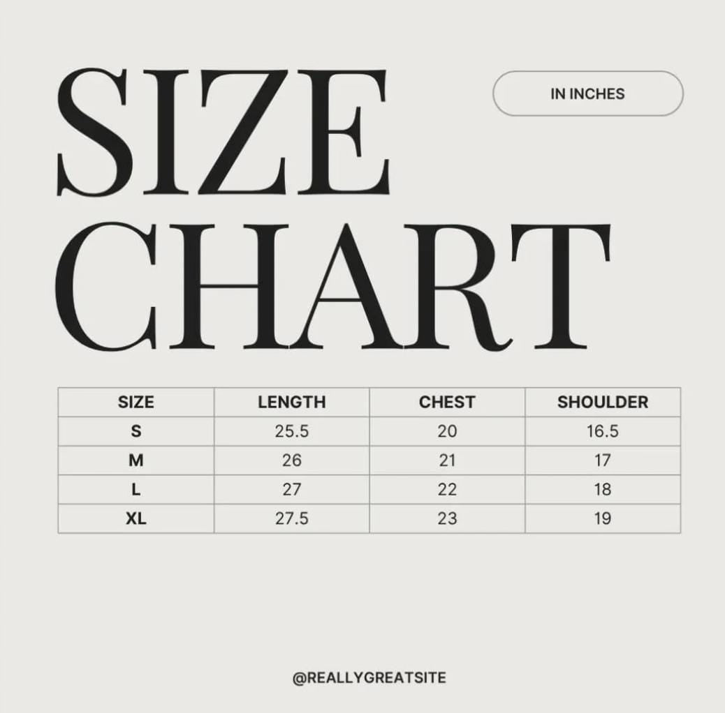 WRINKLE FREE MSC0889 size chart