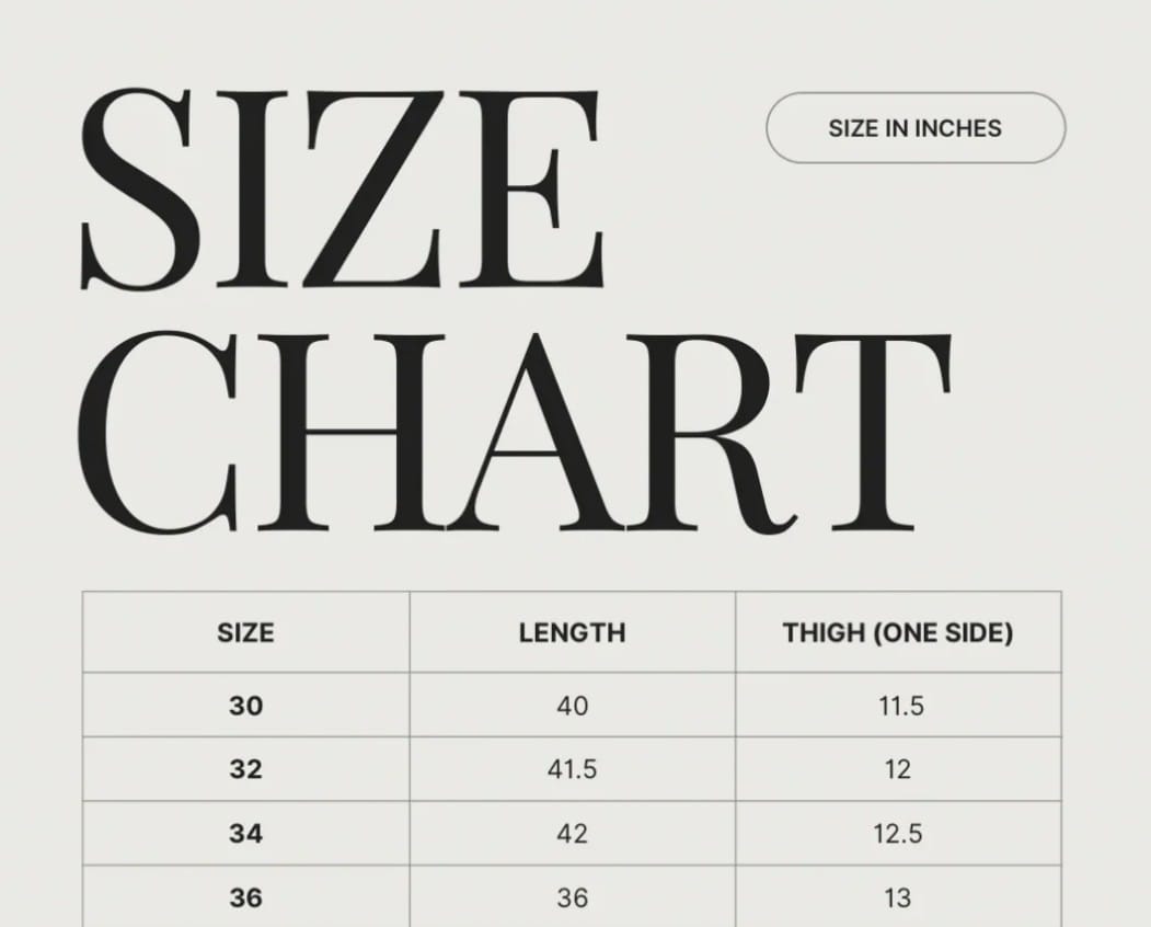 BLACK DENIM  BAGGY PANTS MDP0151 size chart