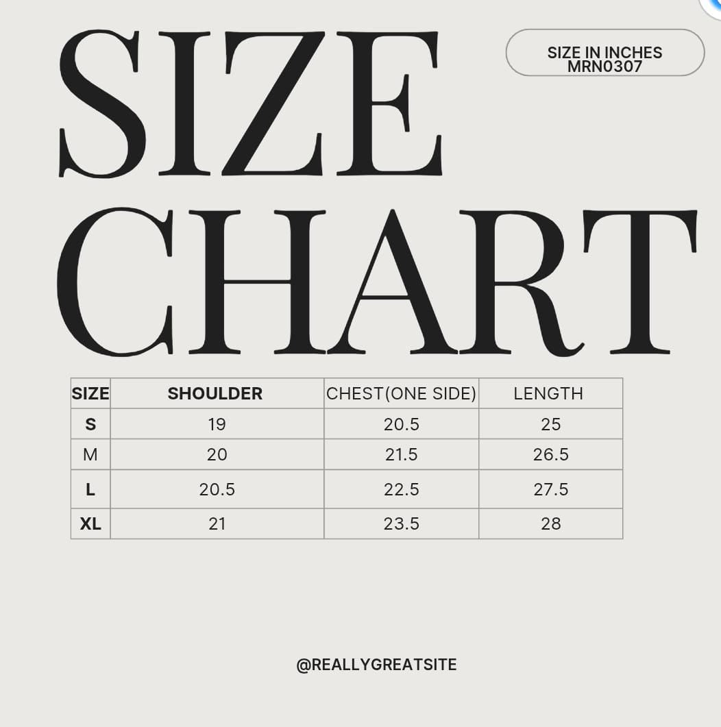 CORDUROY T-SHIRT MRN0307 size chart