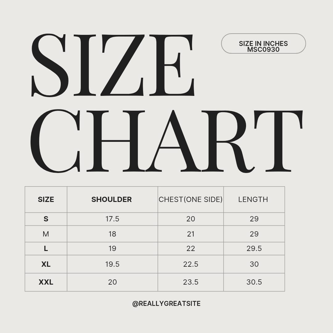 Linen Shirt MSC0930 size chart