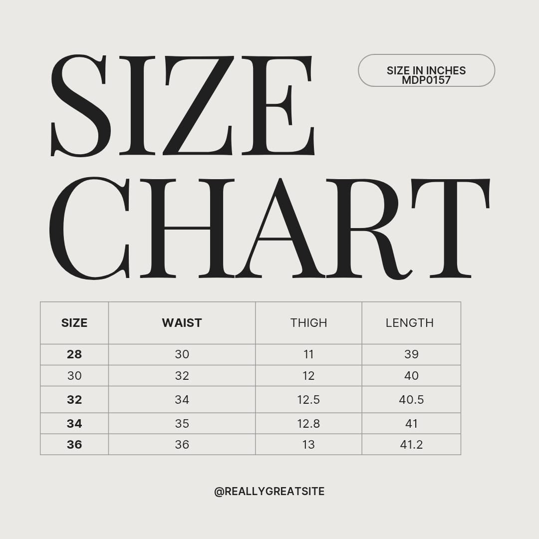 Denim Pant MDP0157 size chart